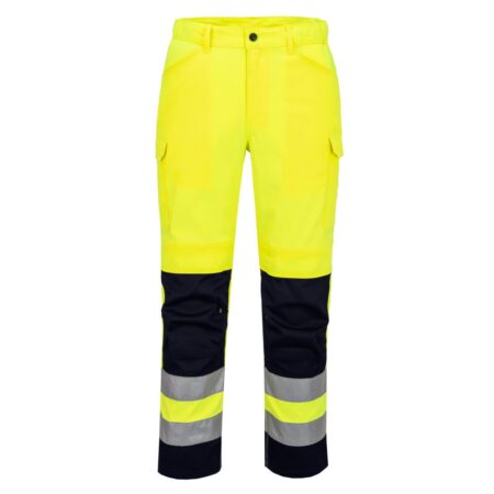 T143 - Hi-Vis Mesh Panel Trousers Jaune/Marine